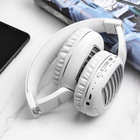 Hoco W23 headphones, wireless, full -size, 300 mAh, white-2