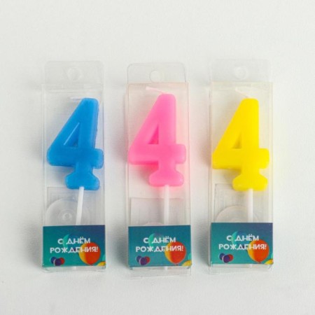 Candle in a cake on a skewer, number 4, mix, 4.5x2.5 cm-3