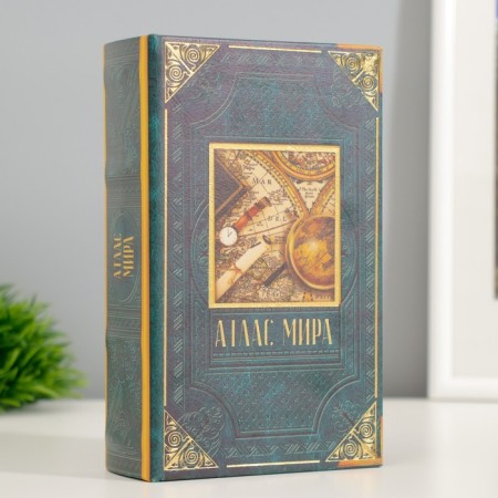 Safe Brush Tree leatherette "Atlas of the World" 17x11x5 cm