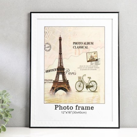 Photo frame plastic 30x40 cm "White 3d rhombuses with black stripe" 44x35 cm