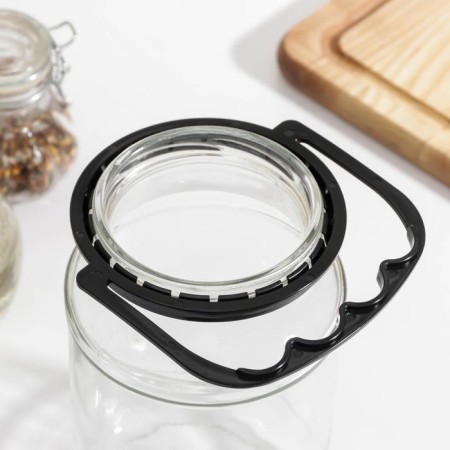 Handle for glass jars, d = 82 mm, black color-2