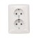 Double socket Kranz ceramics, with grounding, hidden installation, 16a, white KR-78-0220