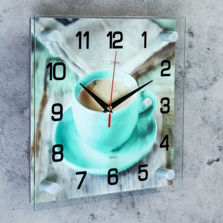 Wall clock: kitchen, "cup of coffee", silent, 25 x 25 cm-1