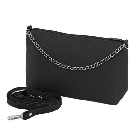 Bag women, genuine leather, black 25x10x16 cm