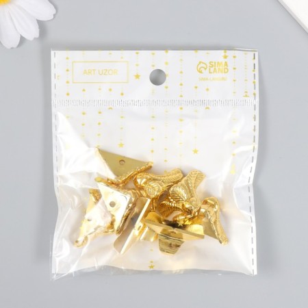 Corner (leg) for the casket plastic "reptile" gold set 8 pcs C003 2x1.8 cm-6