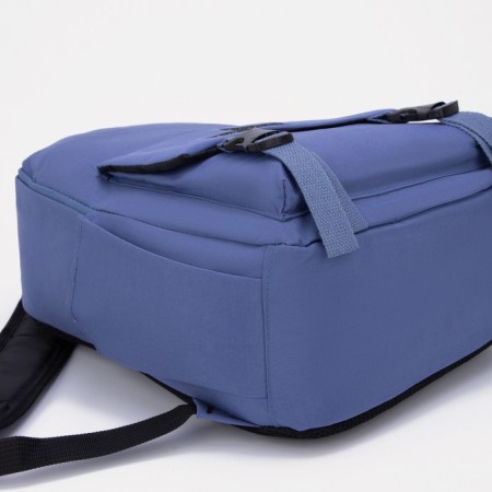 School backpack on lightning from textiles, 3 pockets, blue color-2