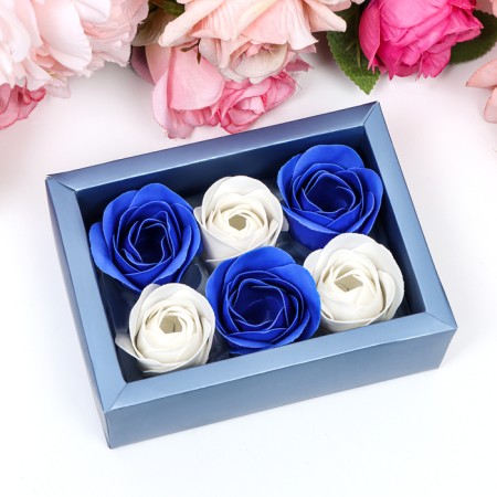 Soap roses, white and blue, set of 6 pcs.-1