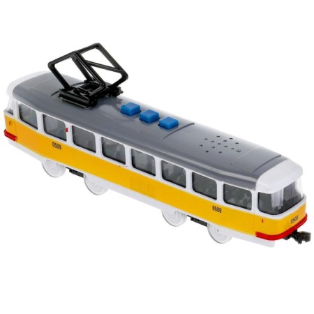Model "Tram", 21.5 cm, 3 buttons, light light, inertia, yellow color-2