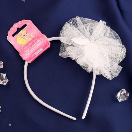 Hair cap "baby" ears, lush bow, 1 cm white-1