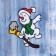 Stick on glass "A snowman with a broom in the snow" 14x11 cm