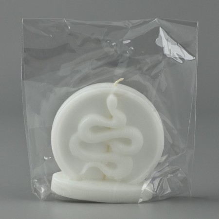 Interior candle "Snake in a circle", white, 66 x 69 x 27-6