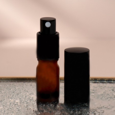 Vocal bottle for perfume, with a spray, 5 ml, brown/black color-1