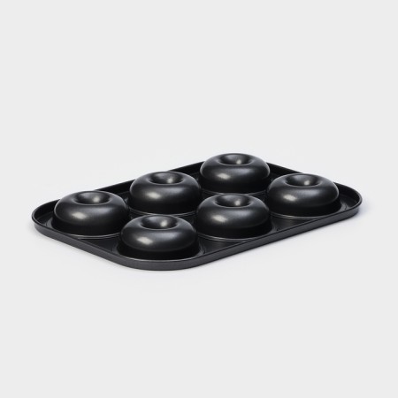 Baking uniform “Donuts”, 26.5 × 17 cm, 6 cells, anti -stick coating, black color-4