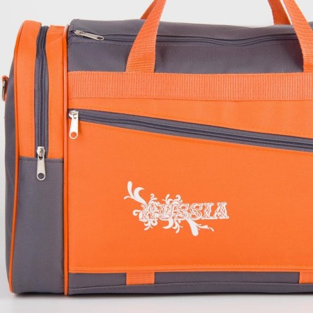 Sports bag with lightning, without lining, 3 outer pockets, gray/orange color-2