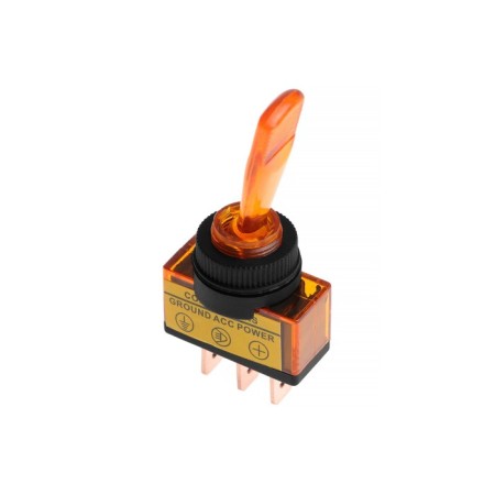Tumbbler single -pole with yellow LED indication, 12 V, 20 A, 3 contacts