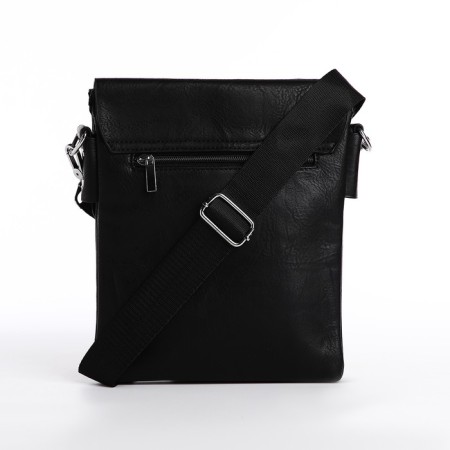 Male bag on lightning, terra dever, long belt, black color-3