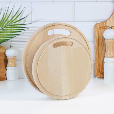 A set of cutting boards from birch on a stand, 2 pcs, 20x20 and 24x24 cm.-2