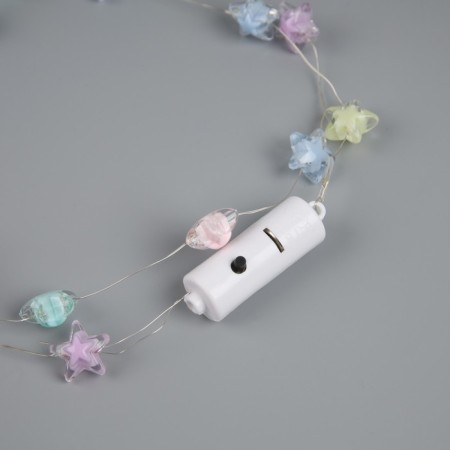 LED beads "Stars", 80 cm, LED (1608) -16-4.6V, AG13X3 (in the set), 3 dir, glow warm white-4