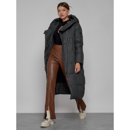 Coat insulated winter female, size 44, dark gray color-8
