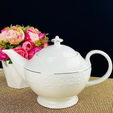 Hot teapot Lenardi "White Rose", porcelain, 1500 ml