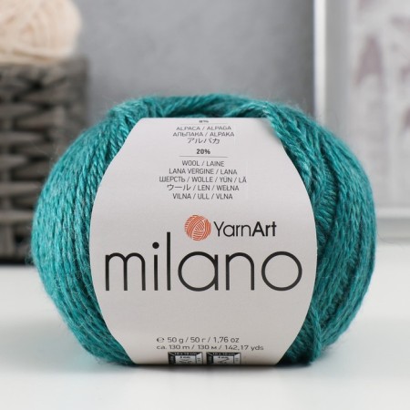 Yarn "Milano" 8%alpaca, 20%wool, 8%viscose, 64%acrylic 130m/50g (873 emerald)-4