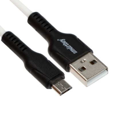 Smartbuy S21, microUSB cable - USB, 2.4 A, 1 m, charging + data transfer, white