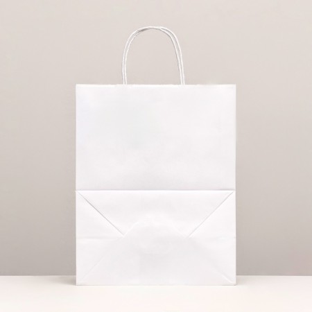 Crafts without printing, white, round handle 24 x 14 x 28 cm-1