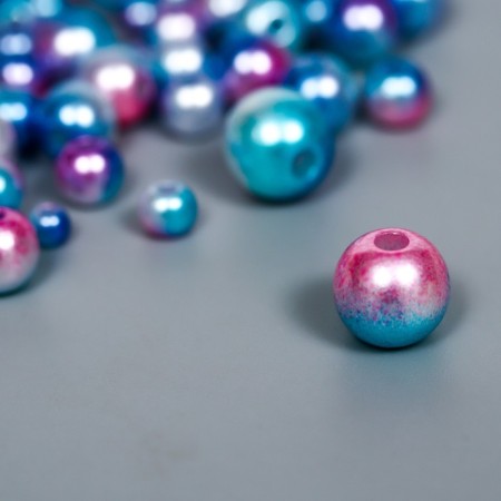 Beads for creativity plastic "Round. Gradient. Blue mermaid" d = 3-8 mm, set 10 grams-1