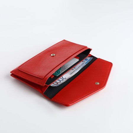 Women's wallet on the button, red color-3