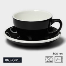 Coffee steam porcelain Magistro Coffee Time, 2 objects: a cup 300 ml, a saucer d = 15.5 cm, black color