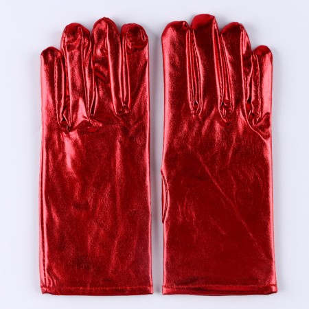 Carnival accessory- gloves, color red metallic, artificial leather-3