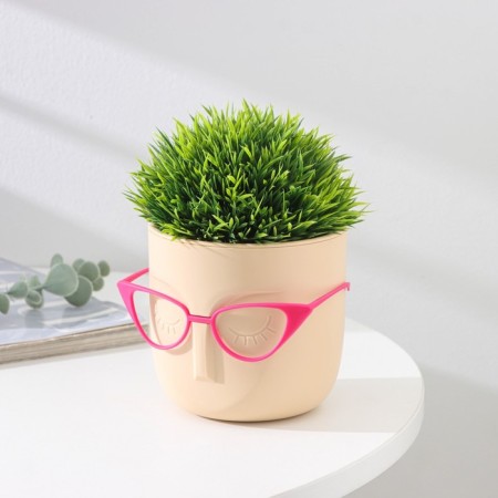 Kashpo for flowers with an insert “Marie”, 650 ml, d = 11.5 cm, h = 10.5 cm, color white clay-1