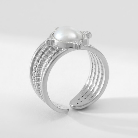 Ring with pearls "bohemia" white color in silver, dimensionless-2