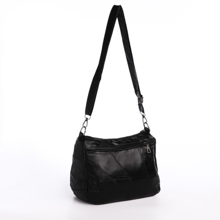 Female bag on one shoulder, on a zipper, black color-1