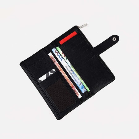 Women's wallet on the button, black color-4