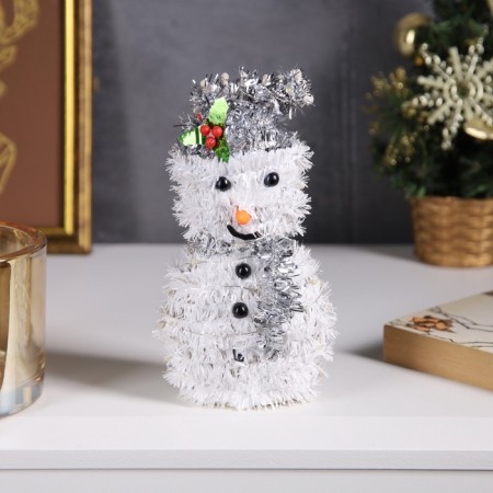 LED figure from Mishura “Snowman in Silver” 16 × 9 cm, 10 LED, batteries AG10x3 (complete), glow warm white-1