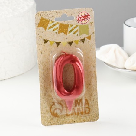 Candle in the Cake "Fine", number "0", red metallic, 6.5 cm-2