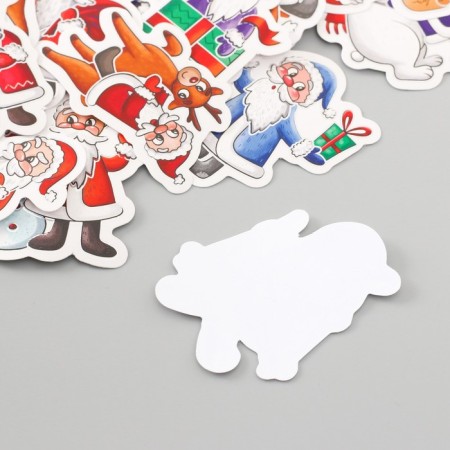 Stickers for creativity "Santa Claus and New Year" embossing silver set 48 pcs 9x7x0.8 cm-4