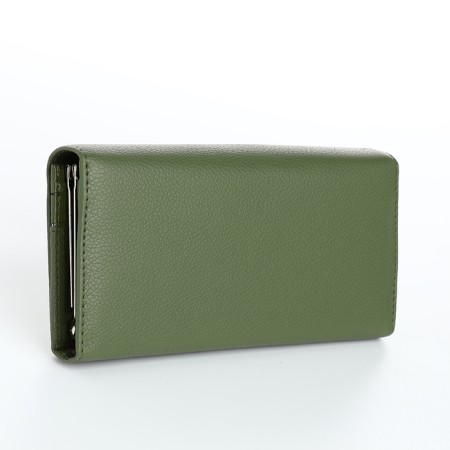 Women's wallet on magnets, green color-1