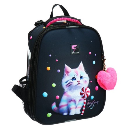 School backpack 38 x 30 x 16 cm, ergonomic back, Stavia "Sweet Cat", blue-1