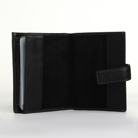 Male purse on 3 in 1 button, department for car documents, passports, black color-5