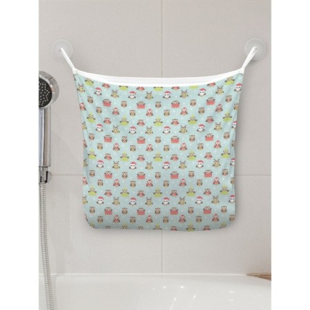 Organizer in a bath on suction cups "New Year's owls", for storing toys and trifles, size 33x39 cm