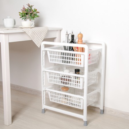 The floor is 3-sectional with sliding trays, the color is white-2