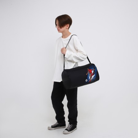 Children's sports bag for the boy "Football" with lightning, external pocket, black-5