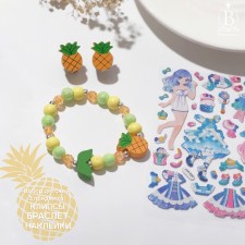 Set of children's “chosen” 3 subjects: clips, bracelet, stickers, pineapples, color mix