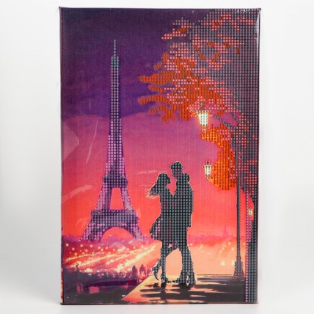 Diamond mosaic on a subframe with a partial filling "Romance" with a garland, 20 x 30 cm-3