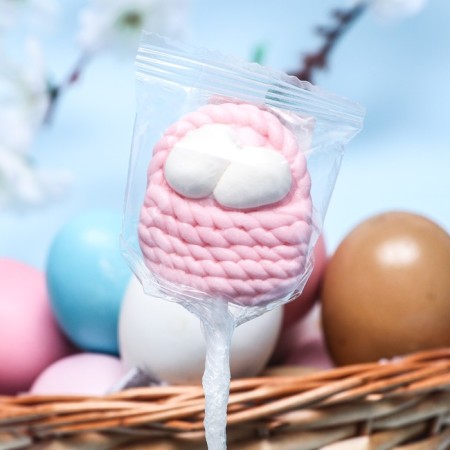 Caramel on a stick "Basket with eggs" pink 20g-1