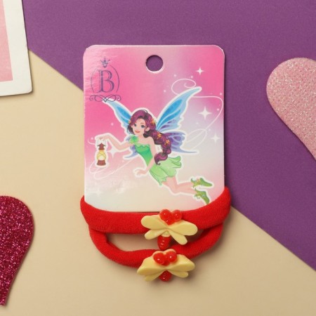 Hair gum "Fairy" (set 2 pcs) Dragonfly, 4 cm, red