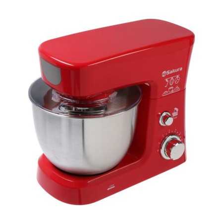Mixer Sakura SA-6327R, planetary, 1000 W, 3.5 l, 6 speeds, 3 nozzles, red