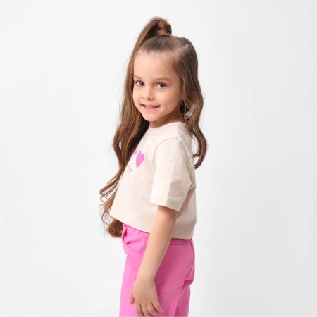 T -shirt Baby shortened KAFTAN "Hearts", p. 30 (98-104 cm), beige-1